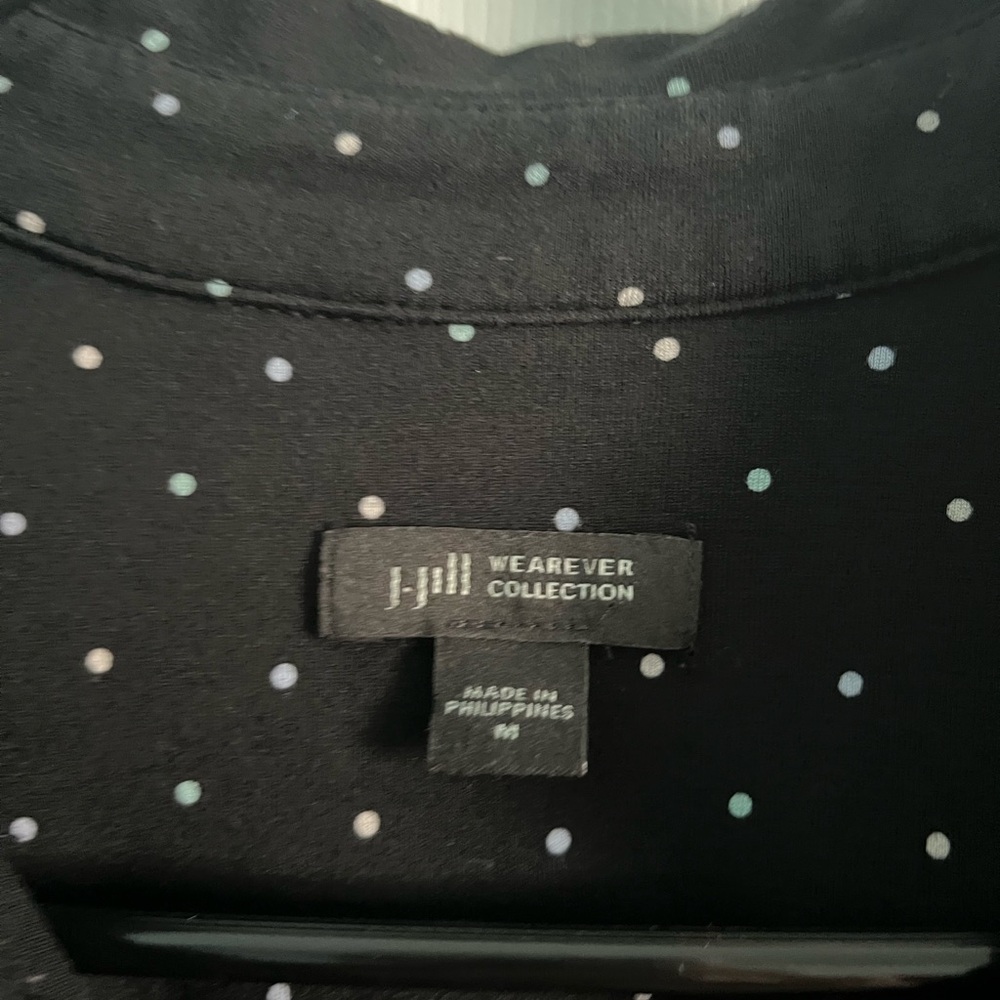J. Jill Wearever Collection Black Polka Dot shirt dress